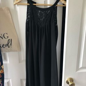 High neck black cocktail dress